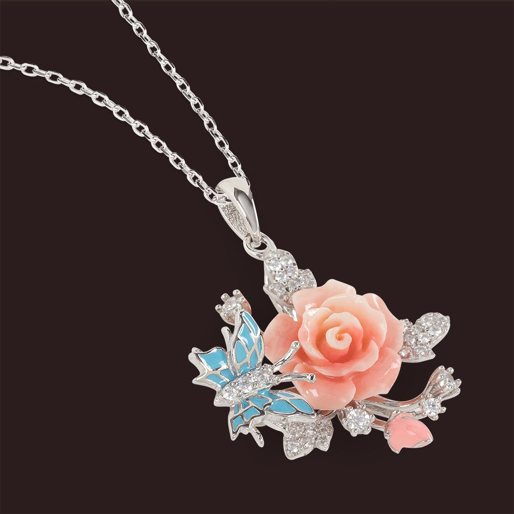 "Fluttering Blossoms of Love" Necklace - Light Pink