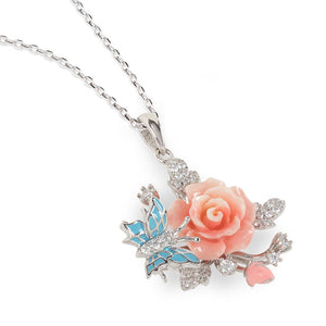 "Fluttering Blossoms of Love" Necklace - Light Pink