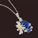 "Fluttering Blossoms of Love" Necklace - Blue