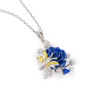 "Fluttering Blossoms of Love" Necklace - Blue