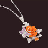 "Fluttering Blossoms of Love" Necklace - Orange