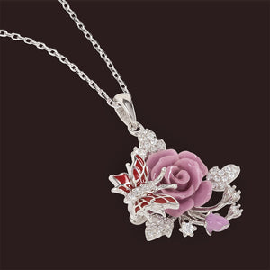 "Fluttering Blossoms of Love" Necklace - Lavender