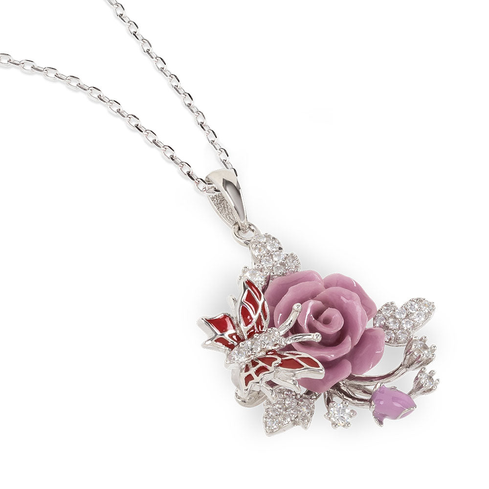 "Fluttering Blossoms of Love" Necklace - Lavender