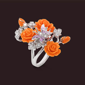 "Fluttering Blossoms of Love" Ring - Orange