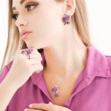 "Fluttering Blossoms of Love" Necklace - Lavender