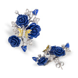 "Fluttering Blossoms of Love" Earrings - Blue