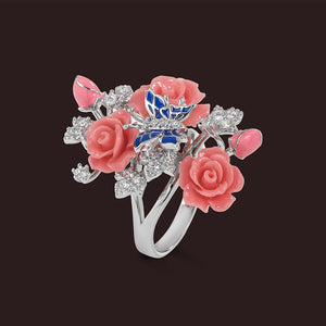 "Fluttering Blossoms of Love" Ring - Pink