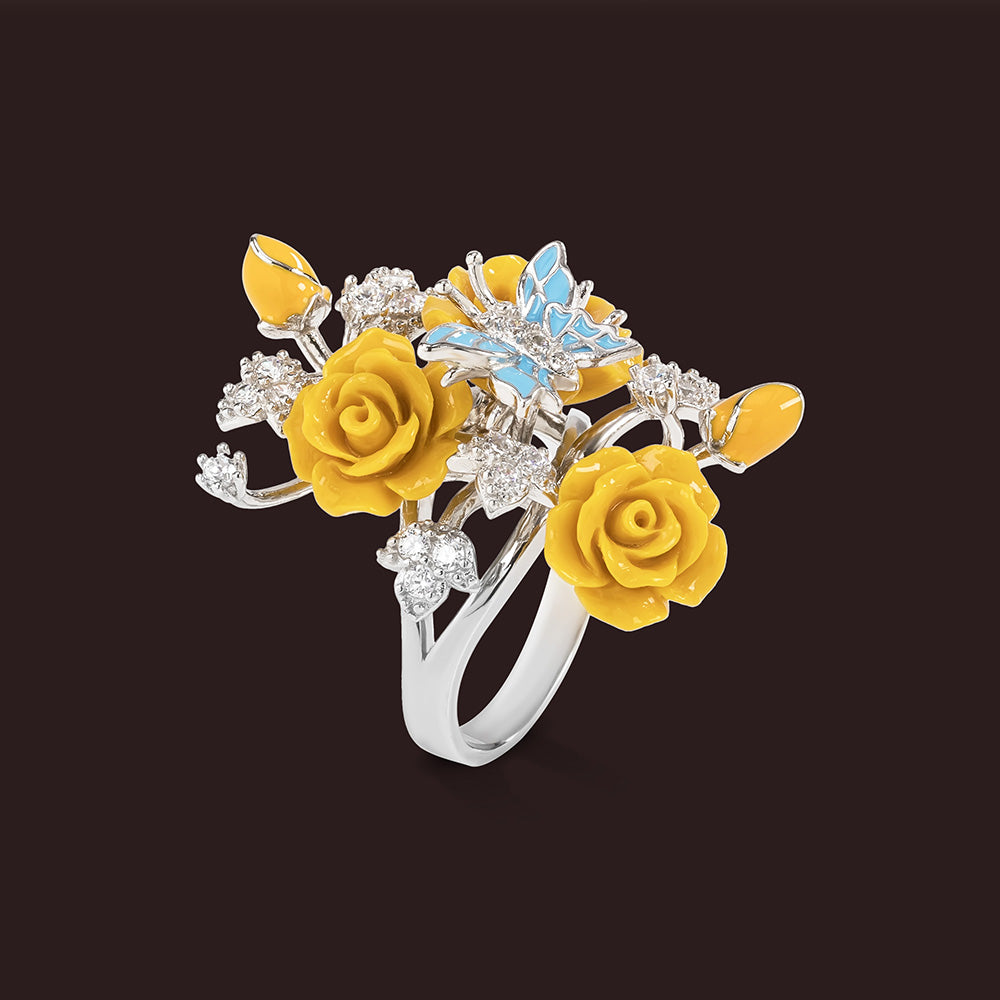 "Fluttering Blossoms of Love" Ring - Yellow