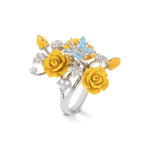 "Fluttering Blossoms of Love" Ring - Yellow