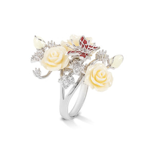 "Fluttering Blossoms of Love" Ring - White