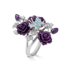 "Fluttering Blossoms of Love" Ring - Purple