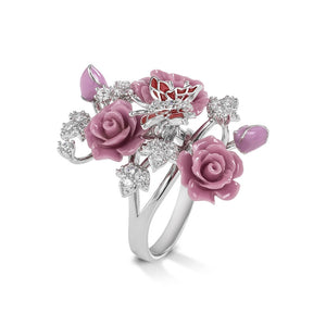 "Fluttering Blossoms of Love" Ring - Lavender