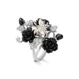 "Fluttering Blossoms of Love" Ring - Black