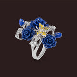"Fluttering Blossoms of Love" Ring - Blue