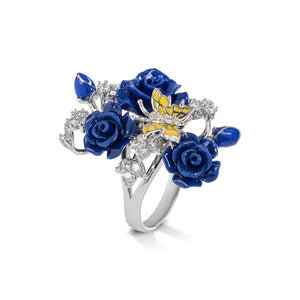 "Fluttering Blossoms of Love" Ring - Blue
