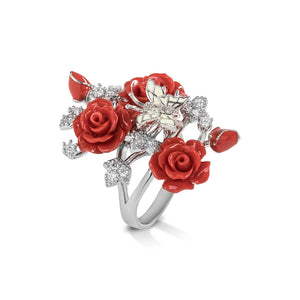 "Fluttering Blossoms of Love" Ring - Red