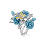 "Fluttering Blossoms of Love" Ring - Light Blue