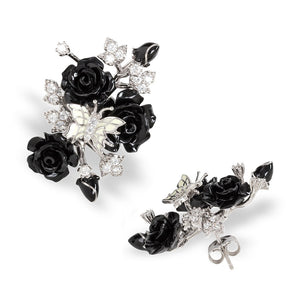 "Fluttering Blossoms of Love" Earrings - Black