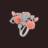 "Fluttering Blossoms of Love" Ring - Light Pink