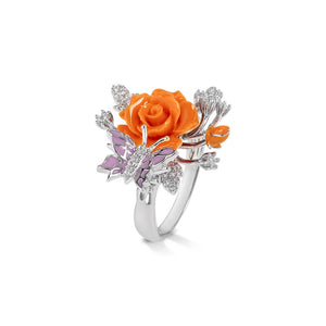 "Fluttering Blossoms of Love" Ring - Orange