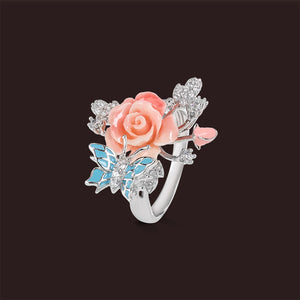 "Fluttering Blossoms of Love" Ring - Light Pink