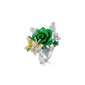 "Fluttering Blossoms of Love" Ring - Green