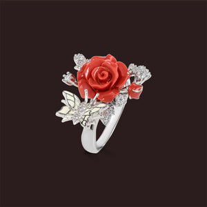"Fluttering Blossoms of Love" Ring - Red