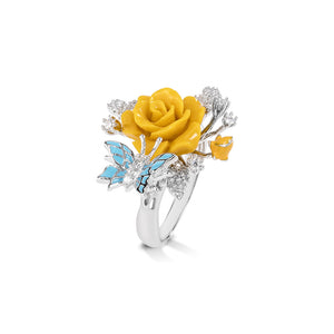 "Fluttering Blossoms of Love" Ring - Yellow