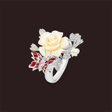 "Fluttering Blossoms of Love" Ring - White