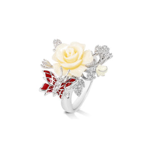 "Fluttering Blossoms of Love" Ring - White
