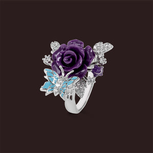 "Fluttering Blossoms of Love" Ring - Purple