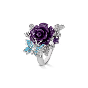 "Fluttering Blossoms of Love" Ring - Purple