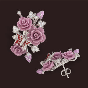 "Fluttering Blossoms of Love" Earrings - Lavender