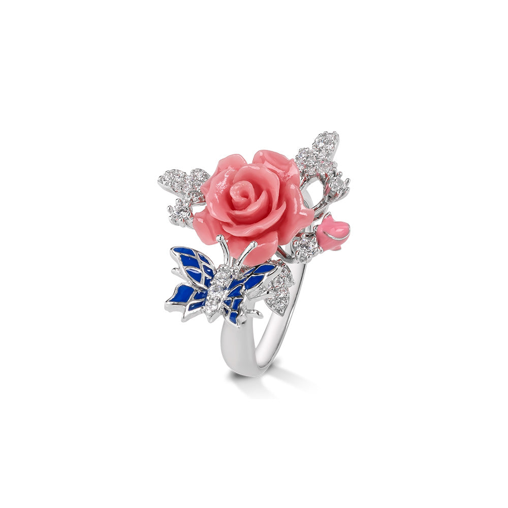 "Fluttering Blossoms of Love" Ring - Pink