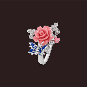 "Fluttering Blossoms of Love" Ring - Pink