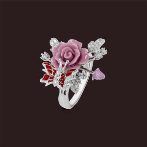 "Fluttering Blossoms of Love" Ring - Lavender