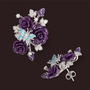 "Fluttering Blossoms of Love" Earrings - Purple