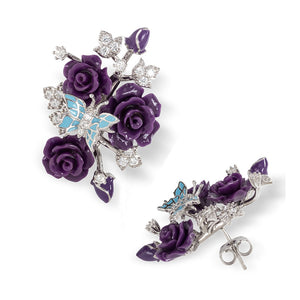 "Fluttering Blossoms of Love" Earrings - Purple