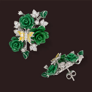 "Fluttering Blossoms of Love" Earrings - Green
