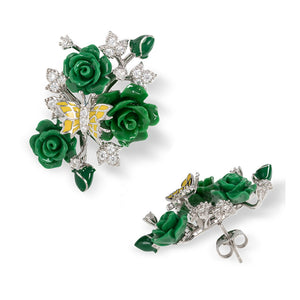 "Fluttering Blossoms of Love" Earrings - Green