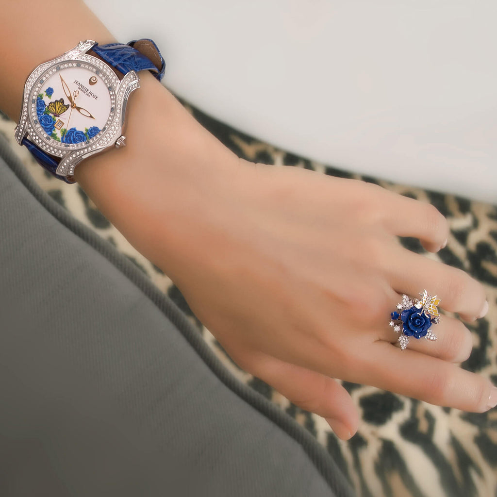 "Fluttering Blossoms of Love" Watch - Blue