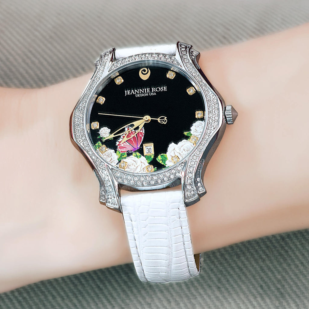 "Fluttering Blossoms of Love" Watch - White